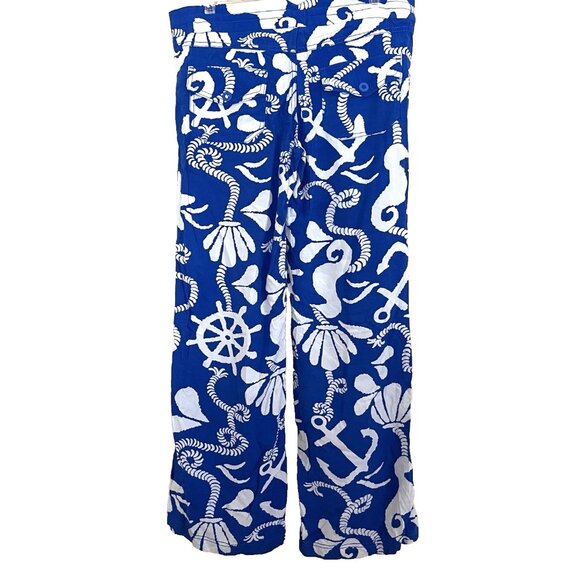 Lilly Pulitzer Pippa Pants Schooner Blue Dock Hopper Nautical Beach Coastal M - Picture 3 of 11